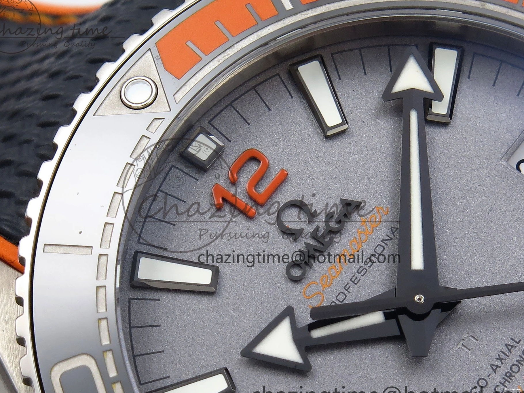 0415 Comfortable Planet Ocean 43.5mm SS VSF 1:1 Best Edition Black Orange Bezel Gray Dial on Nylon Strap A8900 Super Clone V 7730
